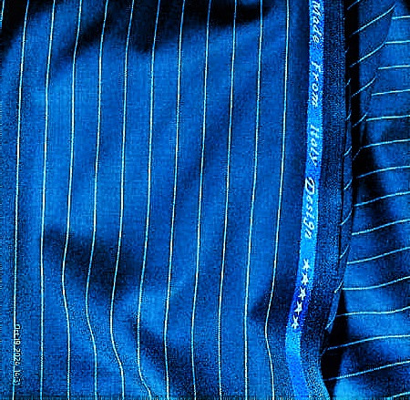 Dark Blue Striped Extrafine Italian Wool Cashmere Super 180S